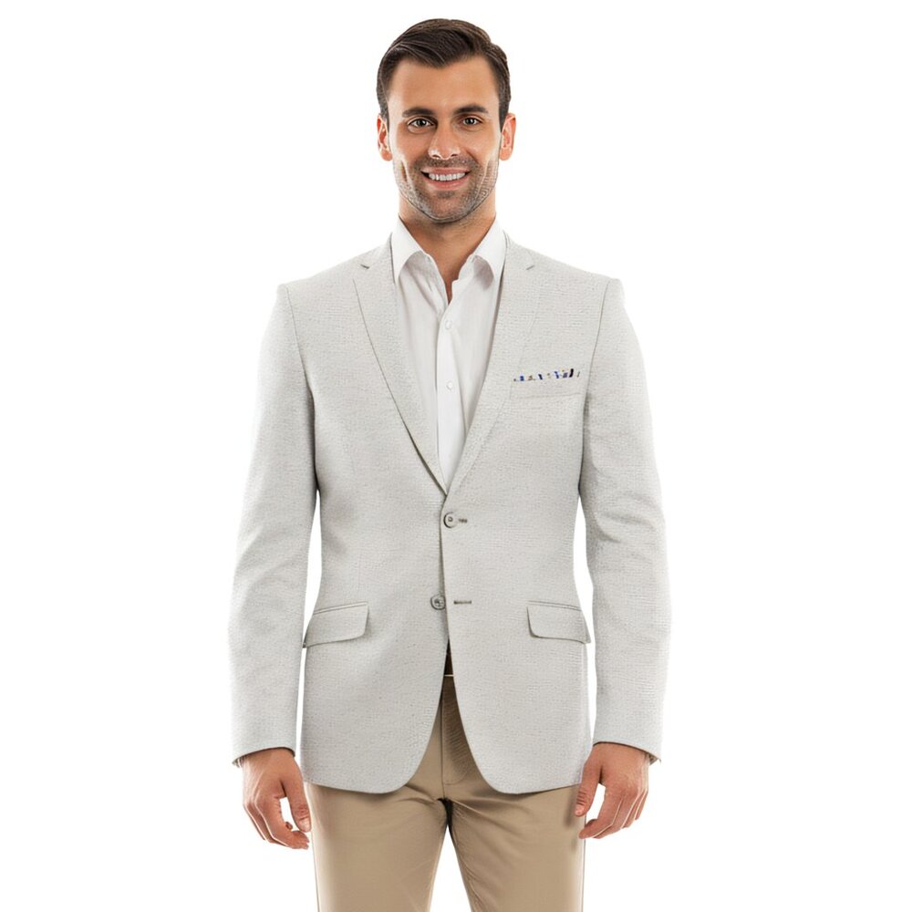 Men's Textured Light Grey Blazer Jacket by Tazio